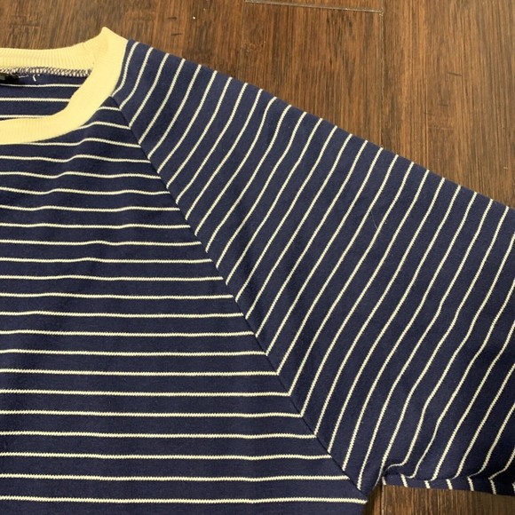 Vintage Mens XL Tee Grubb Stuff Crewneck Shirt Pullover Short Sleeve Blue Stripe - Picture 5 of 10